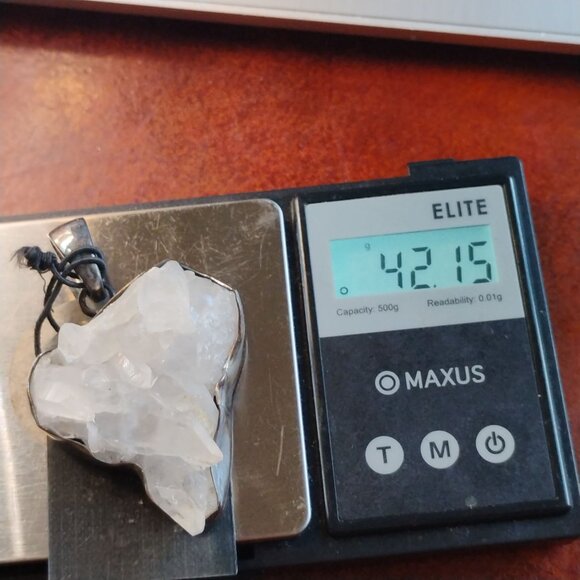 OOAK Charles Albert Sterling Silver Raw Quartz Crystal Cluster Pendant - Picture 9 of 11